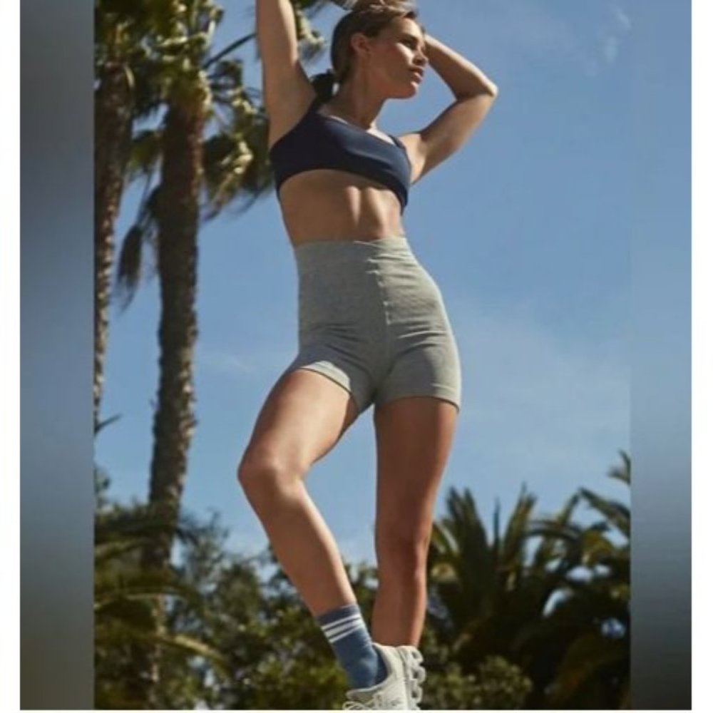 Free People Throw High Rise Biker Lounge Crossover Shorts‎ Medium Army Green |S1